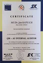 Certifikát QM-AU Internal auditor